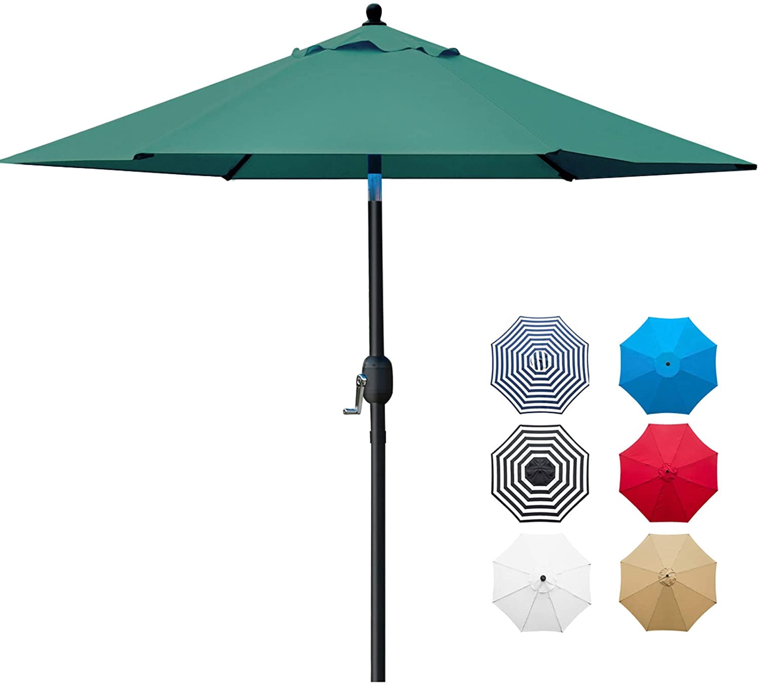 Sunnyglade 7.5' Patio Umbrella Outdoor Table Market Umbrella with Push  Button Tilt/Crank, 6 Ribs (Dark Green) - Walmart.com
