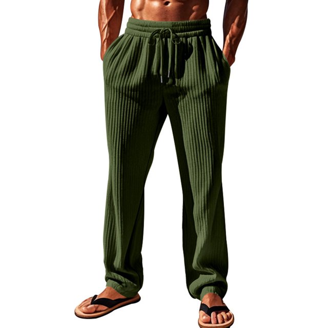 Pantalones largos para hombre, de color liso, con cordón, informales, de moda, largos, para hombre