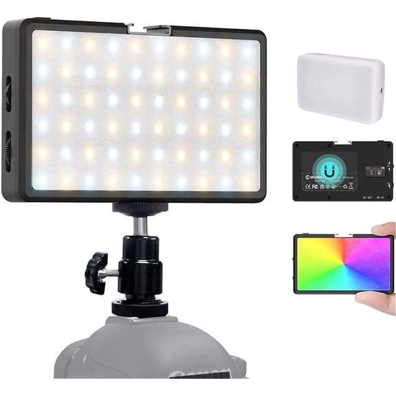 Moman Rgb Video Light Portable 5000mAh CRI98 Dimmable 2500-9000K for Camera Photography, Video Recording Lights with Cold Shoe