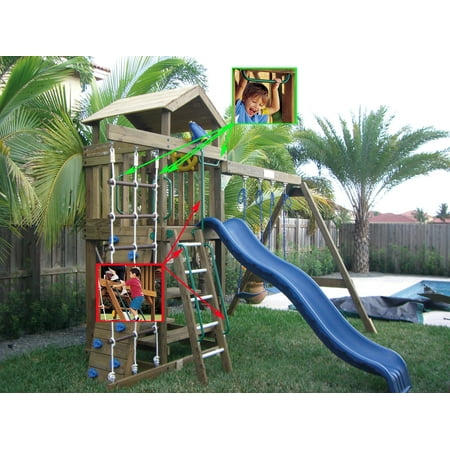 Easy Grip Wooden Handle - Playkids Set of 2 (1 Pair) hand grip or Safety Handle wooden Swing Hardware Porch for Play Set Jungle Gym Playground in Backyard (Swingset Not Included)
