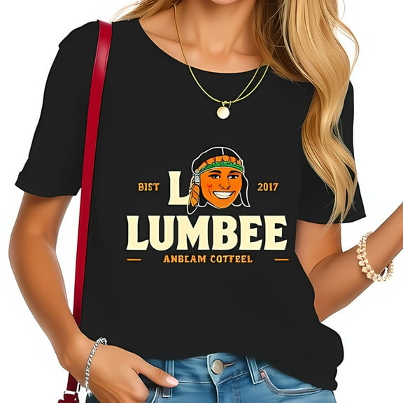 Vintage Portrait Black Cotton Short Sleeve T-Shirt with Retro 'LUMBEE'