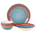 thumbnail image 7 of Gibson Home Rainbow Party 12 Piece Hand-Painted Multi-Color Stoneware Dinnerware Dish Set - Blue, 7 of 7