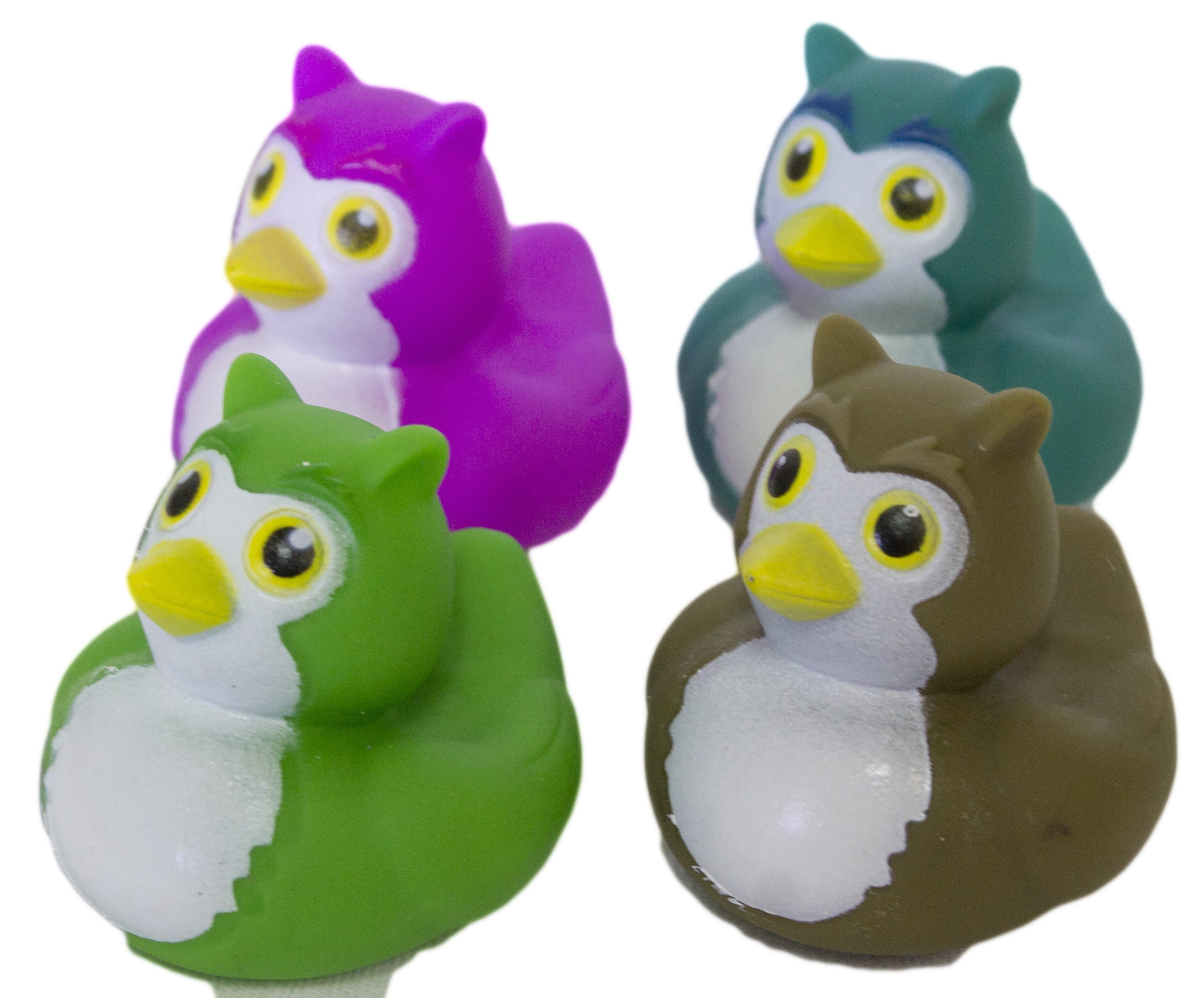 Set of Four 2 Inch Rubber Duckies "Owls"