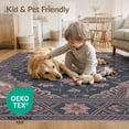 thumbnail image 4 of ODIKA 9'x12' Washable Area Rug Low Pile, Flatwoven, Mauve Ornamental Scrollwork Faded Vintage Motifs Balanced Decorative for Great Room, Indoor Concept, Large Living, 4 of 7
