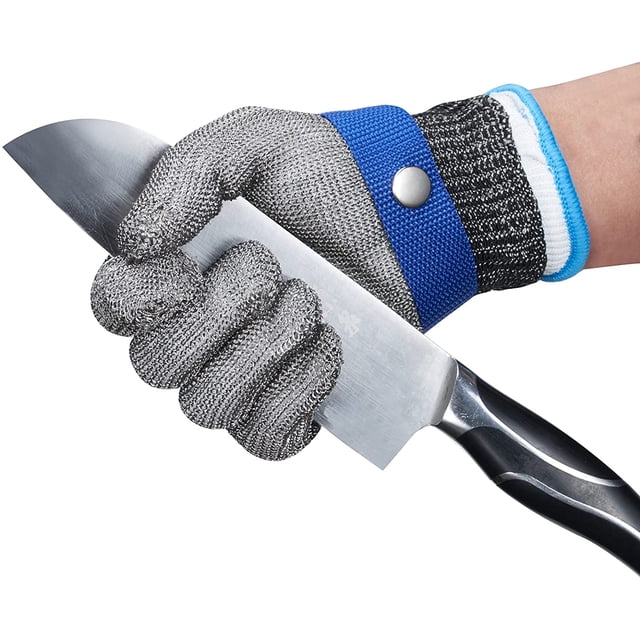 Guantes resistentes a cortes Guantes de carnicero de acero inoxidable 316L Guantes de trabajo de protección de nivel 5 GL09 L (un guante) JAMW Sencillez