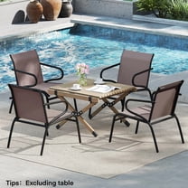 Auranook Patio Chairs Set of 4 w/ Breathable Fabric & Metal Frame Armrests for Poolside