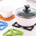 thumbnail image 2 of 6 piezas de silicona y acero inoxidable Soporte para olla caliente Trivet Mat Resistente al calor Cuadrado antideslizante Plegable Mesa Pad Bowl Mat Coaster Posavasos (color mezclado), 2 of 6
