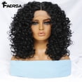 thumbnail image 2 of 16" Kinky Curly Synthetic Lace Front Wig Black Blonde Wigs For Women Glueless Female Ginger Purple Heat Resistant Natural Hair TT1B-Purple 180%, 2 of 6