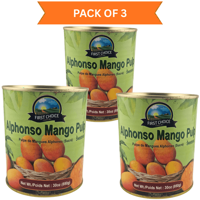 First Choice Foods Pulpe de Mangue Alphonso 850 g, Lot de 3