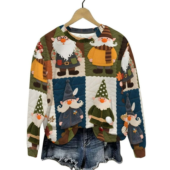 Christmas Sweatshirts Women Ugly Xmas Pullover Long Sleeve Funny Graphic Shirts Casual Holiday Party Winter Tops