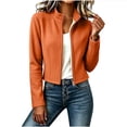 thumbnail image 2 of FDGIU Women's Stand Collar Fleece Lined Zip Up Jacket, Long Sleeve Slim Fit Cropped Outerwear for Fall Winter Daily Outdoor Outfits, 2 of 5