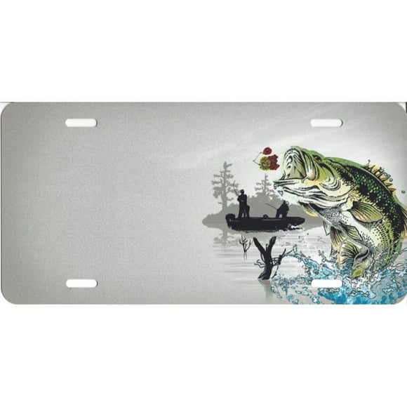 Offset Bass Fish License Plate