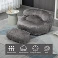 thumbnail image 3 of High Back Bean Bag Chair plush for Adults  Lazy  lounger Couch Grey, 3 of 5