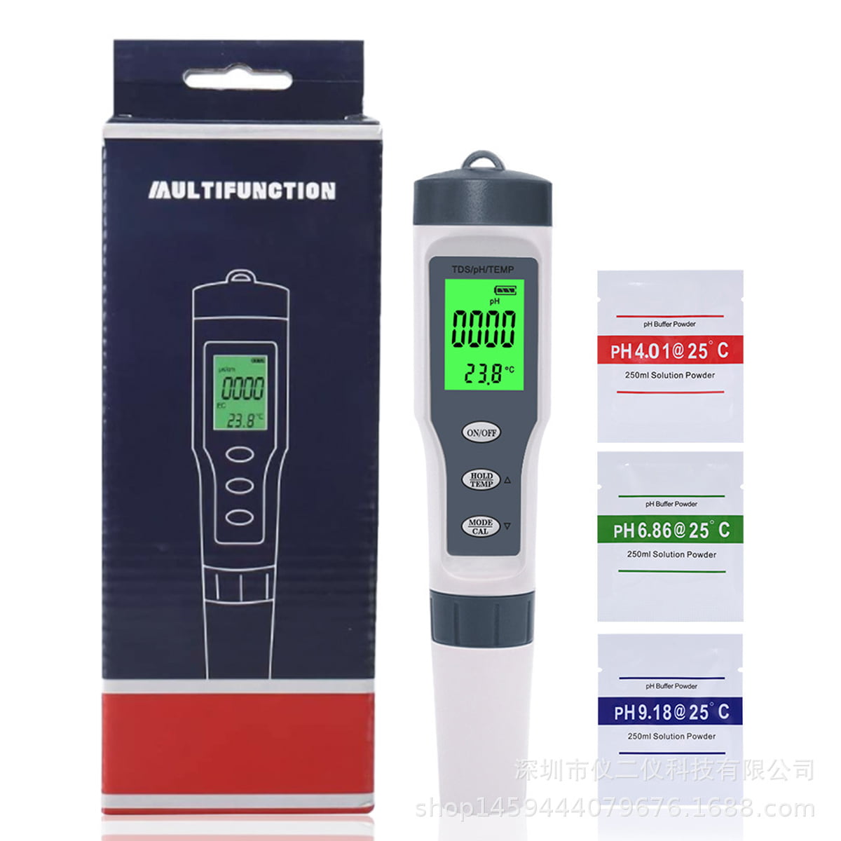 Auto Calibration High Precision PH Meter Digital Water Quality Meter 3 in 1 TDS/PH/TEMP Meter Auto-Shutdown LCD Display Ideal for Drinking Water/Swimming Pool/Aquarium/Pools 