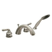 Cypress 2 Handle Deck-Mount Roman Tub Faucet with Hand Shower, 8" x 16", Satin Nickel