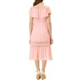thumbnail image 3 of INSPIRE CHIC Women's Dress Flutter Sleeve Off The Shoulder Ruffle Lace Insert Maxi Dresses M Light Pink, 3 of 7