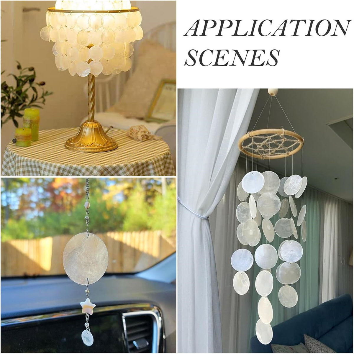 QZS Durable Shells Decor,2In Round Natural Shells with 2 Holes for Curtain,Set of 60,Portable DIY Decor for Garland,Craft,Wedding,Home