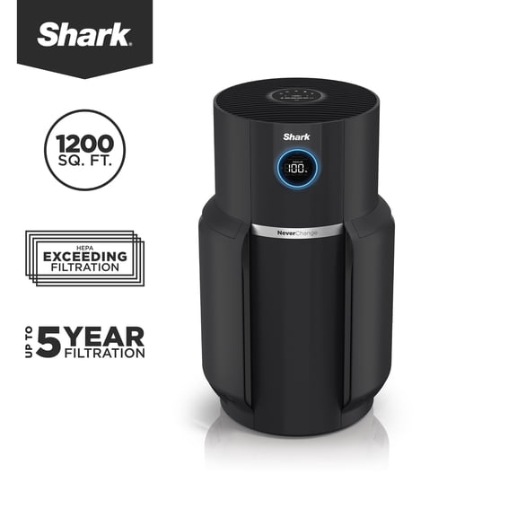 Shark NeverChange MAX 1200 Sq Ft HEPA Air Purifier, 5-Year HEPA-Exceeding Filter, Captures Pollutants, Pet Dander, Dust, and Smoke, HP300 Charcoal Gray