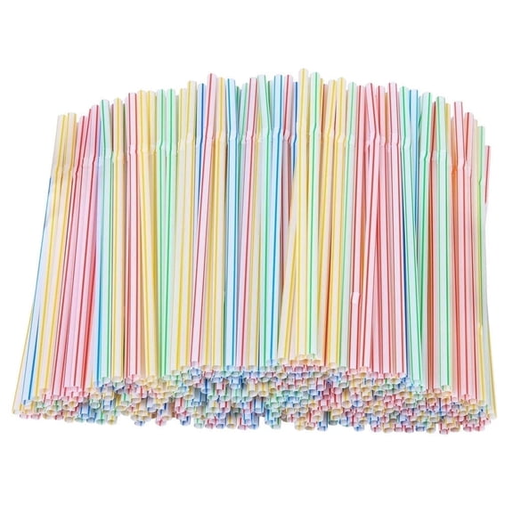 Meitianfacai 200 Pcs Drinking Straws, 8.2 Inches Colorful Extra Long Flexible Bendy Straws Party Disposable Drinking Straws,4th of july decorations Party Supplies