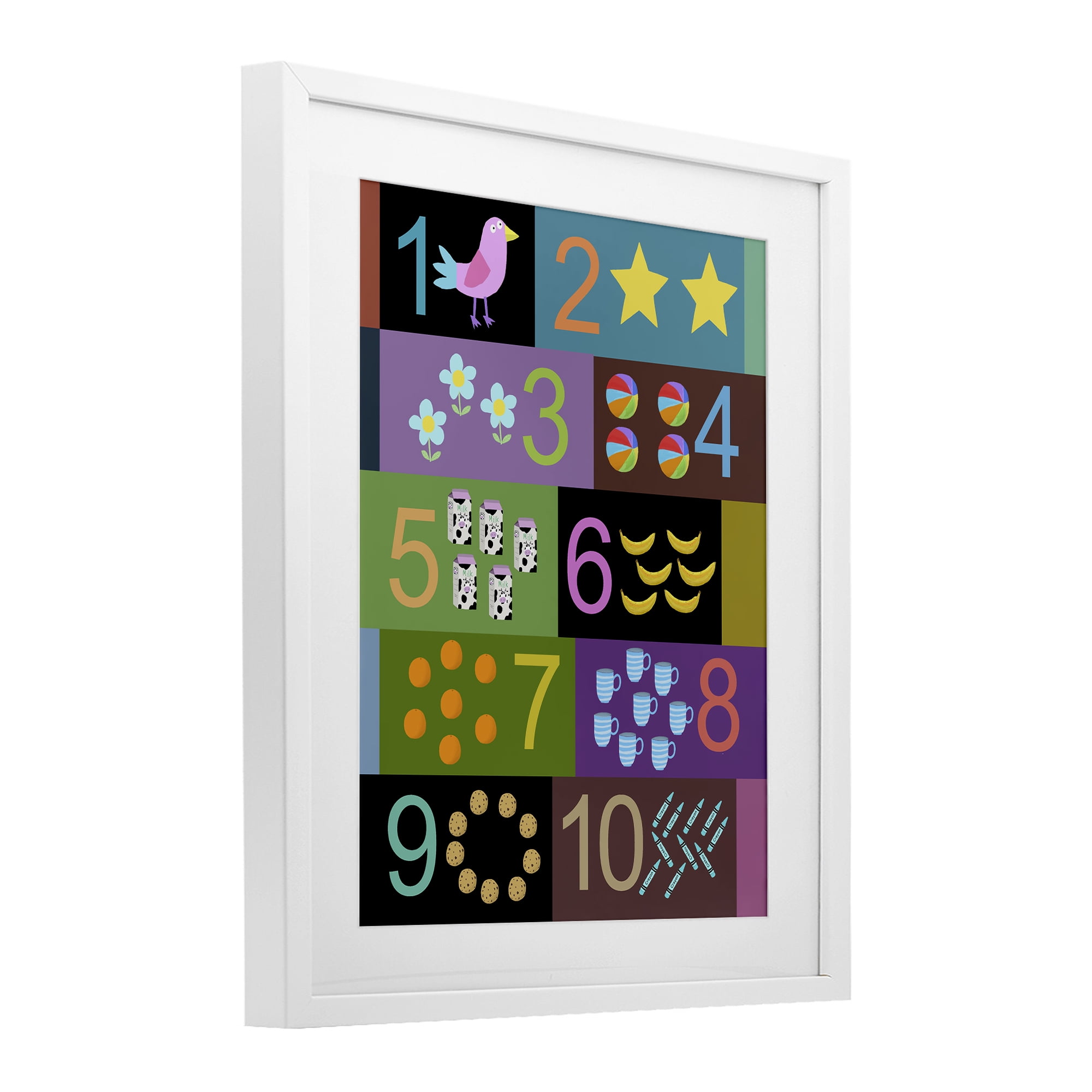 Learning To Count Chart White Framed Print Under Glass, design by Carla Daly