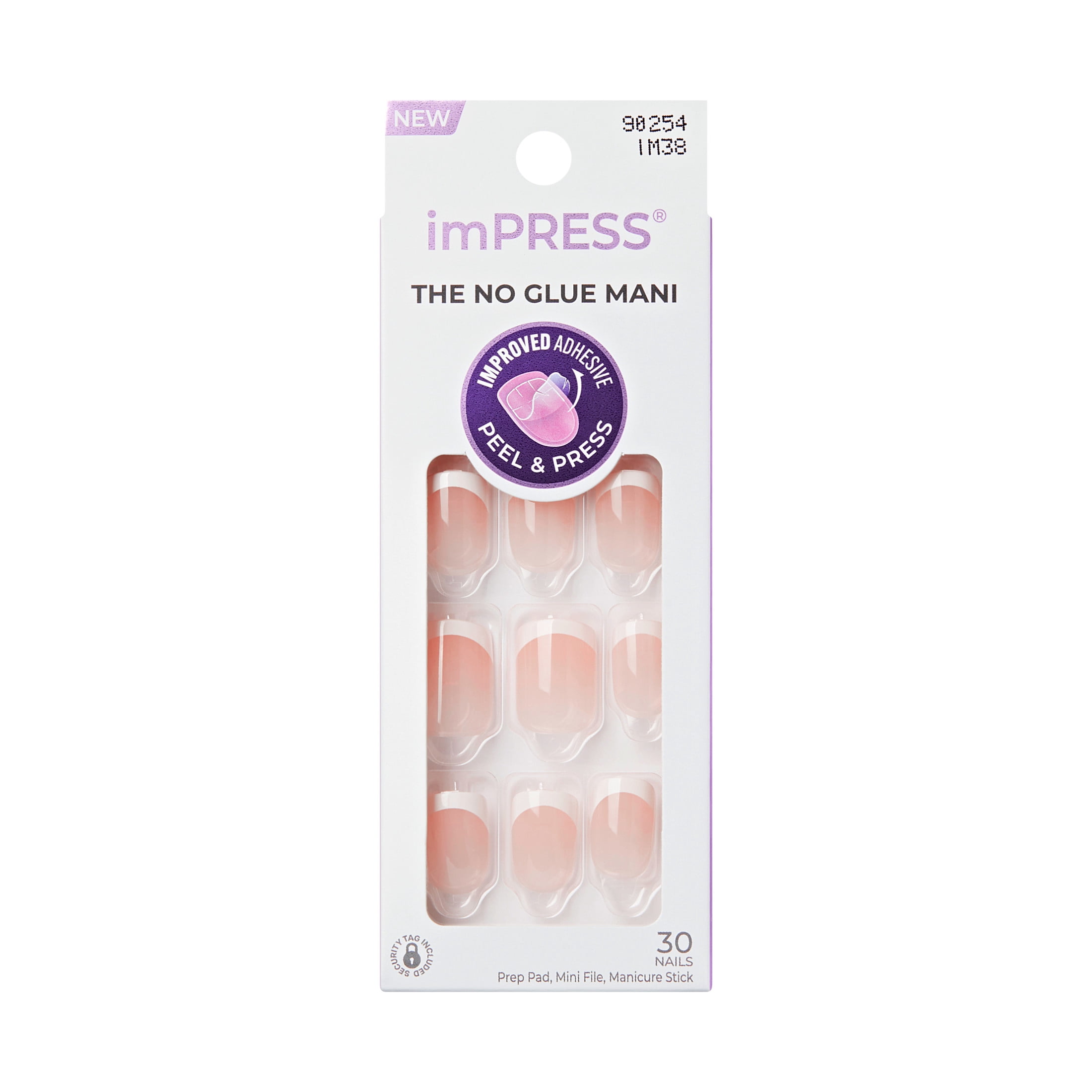 (2 pack) Kiss Impress French Tip Press On Nails, ‘Chic French ‘, White, Short Squoval, 30 Count