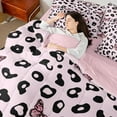 thumbnail image 4 of Homewish Wild Leopard Print 7pcs Bedding Comforter Set,Chic Butterfly Queen Bedding Sets,Pink Black Queen Sheet Sets For Girls Kids,Breathable Home Decor Reversible, 4 of 8