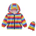 thumbnail image 3 of Curuila Kids Infant Girls Coat With Zipper Long Sleeve Striped Print Hooded Jacket For Girls Summer Lightweight Casual Outerwear Size 4-5 Years, 3 of 8