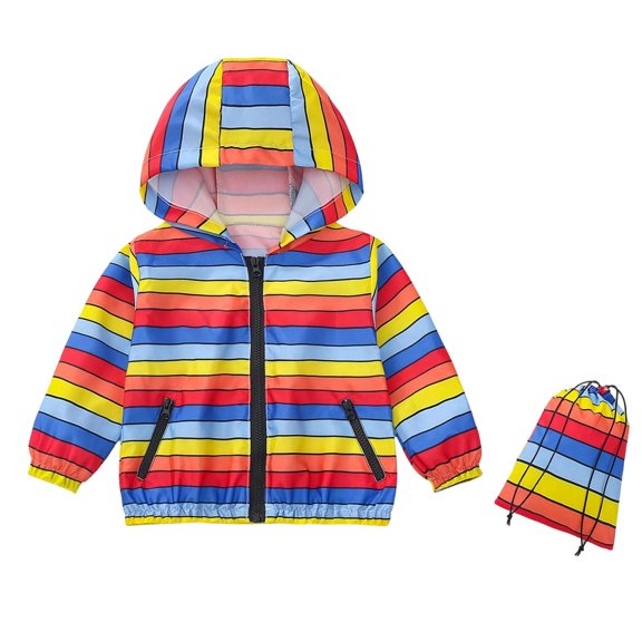 Glisme Fall Coats For Girl Long Sleeve Kids Sun Sunscreen Striped Prints Hoodie Jacket Lightweight Summer Breathable Outwear Toddler Tops 3-4 Years Multicolour