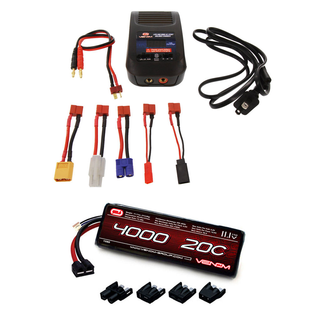 Venom 20C 3S 4000mAh 11.1V LiPo Battery with Universal Plug System and