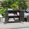 thumbnail image 2 of Outsunny Wicker Outdoor Storage Cabinet with 2 Magnetic Doors, Dark Grey, 2 of 10