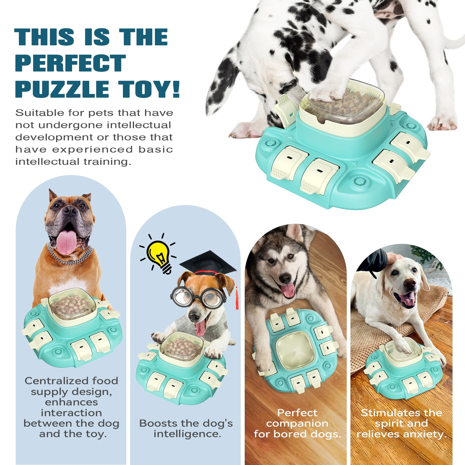 Feeding Vessels Puzzle Interactive IQ Training & Mental Stimulating Dog Enrichment Toy, Blue