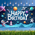thumbnail image 6 of Astronaut Theme Space Happy Birthday Banner for Kids Party Decoration Photo Backdrop Celebration Event, 6 of 7