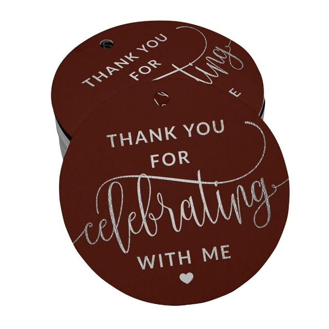 Inkdotpot Pack Of 100 Real Silver Foil Paper Tags Thank You For Celebrating With Me Birthday Favor Hang Tags