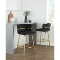thumbnail image 3 of Cinch 26" Glam/Art Deco Fixed-Height Counter Stool with Swivel in Gold Metal and Black Velvet with Round Footrest by LumiSource - Set of 2, 3 of 4