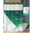thumbnail image 2 of No Hook Shower Curtain with Snap-in Liner, Sage Green Waves Waterproof Fabric Bathroom Curtains, Ombre Coastal Ocean Water Abstract Bath Curtains & Mesh Top Window 60"x72", 2 of 6