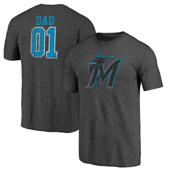 Men's Black Miami Marlins Father's Day Greatest Dad Tri-Blend T-Shirt