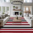 thumbnail image 4 of Red Grey Washable Living Room Rugs 5'x8', Black Stripe Abstract Geometric Vertical Stripes Low Pile Throw Large Area Rug Non-Slip Sturdy Edge Binding Carpet for Living Room Kitchen Office, 4 of 9