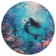 thumbnail image 3 of Mermaid Glitter Fish Scale Girls Washable Round Rug -Circle Area Rugs for Nursery Bedroom, Vintage Non Slip Non Shedding Low Pile Carpet for Living Room Coffee Table Entryway, 3 of 6
