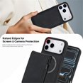 thumbnail image 6 of Leather For iPhone 17 Pro Case With  2-in-1 Pop-up Card Holder, Wallet Case For Women Men With RFID Blocking, Durable Leather Kickstand Magnetic Clasp Shockproof Phone Case,Black,For iPhone 17 Pro, 6 of 8