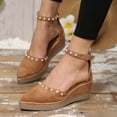 thumbnail image 6 of Viluyesy Womens Wedge Sandals, Ankle Strap 2026 Dressy Pointed Close Toe Espadrilles Platform Shoes Brown US9.5, 6 of 9