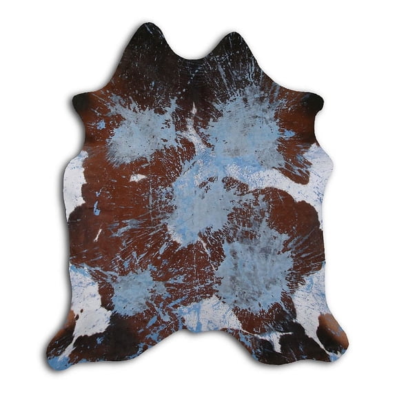 Conscious cowhide rugs for sale DISTRESSED ACQUA BLUE rug