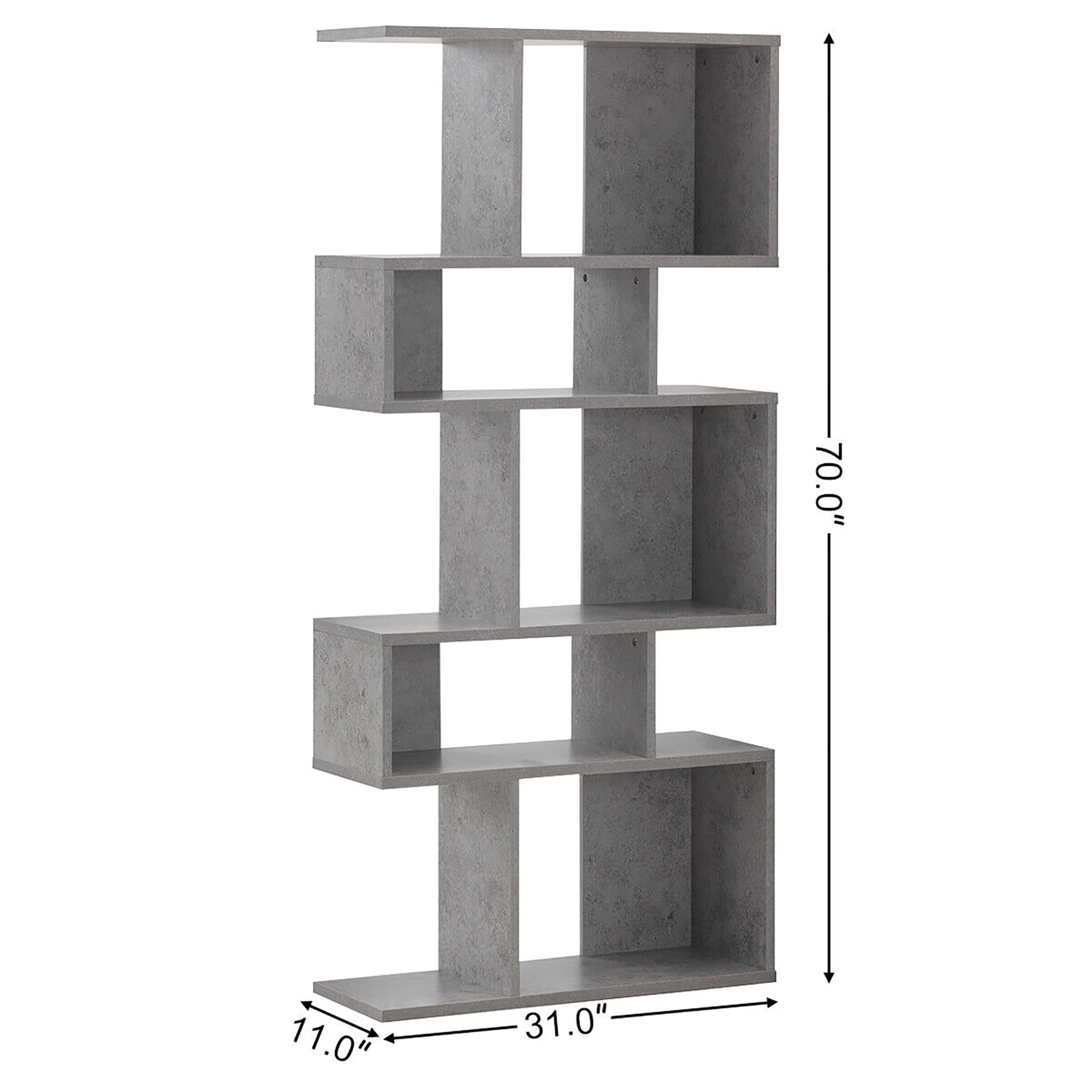Gymax 2 PCS 5 Cubes Ladder Shelf Freestanding Bookshelf Display Rack Bookcase Grey