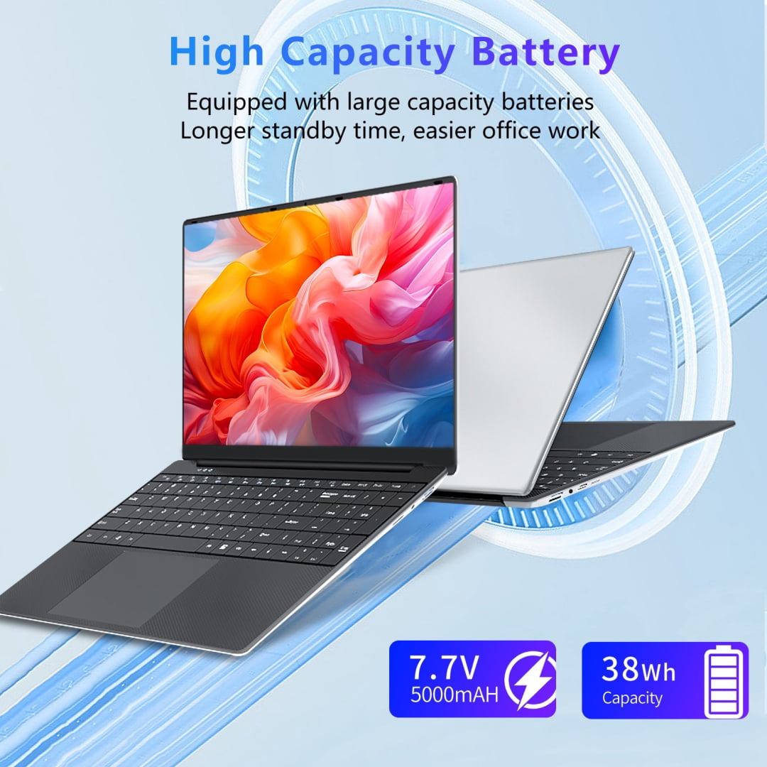 DUNHOO 15.6 Inch Laptop, 16GB RAM, 512GB SSD, Intel Core i5, Windows 11 Pro, Backlit Keyboard, Silver