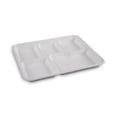 thumbnail image 3 of Bagasse Dinnerware, 5-Compartment Tray, 10 x 8, White, 500/Carton | Bundle of 10 Cartons, 3 of 8