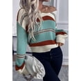 thumbnail image 2 of Multicolor Striped Pattern V Neck Sweater, Blue, X-Large, 2 of 5