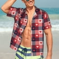 thumbnail image 7 of Sikiie Heart Plaid Print Men's Hawaiian Shirt, Summer Beach Button Pocket Short Sleeve T-Shirt,X-Large, 7 of 7