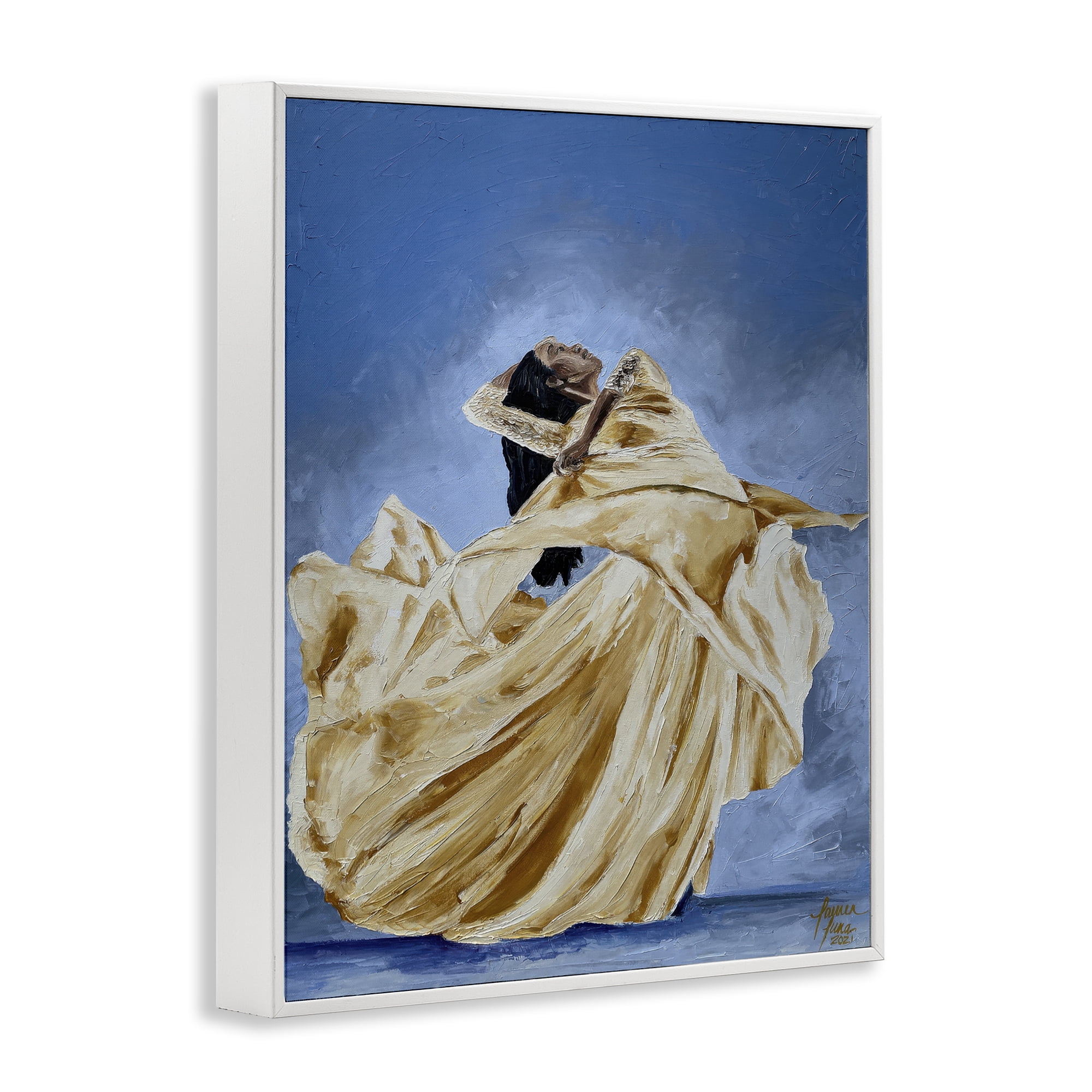 Stupell Industries Expressive Elegant Dancer White Framed Giclee Art, design by Lauren Luna