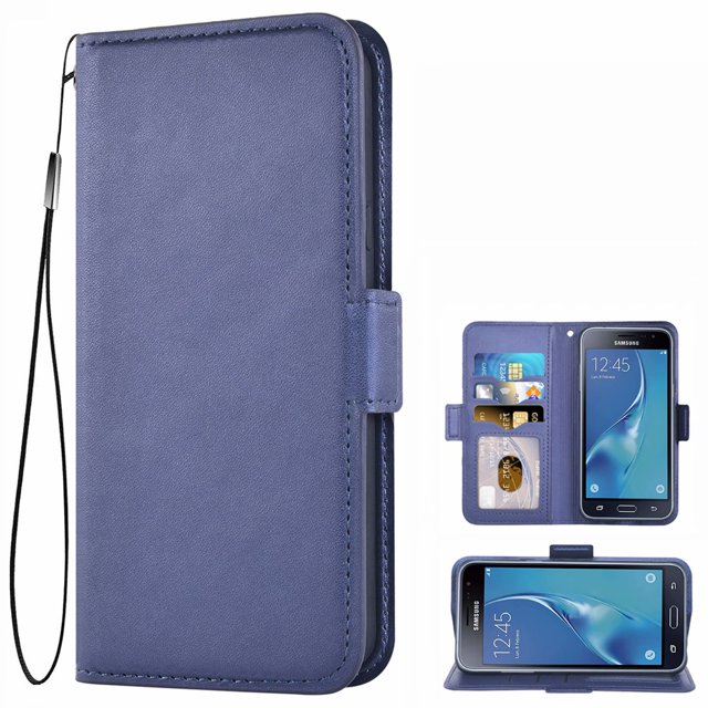 Samsung Galaxy J7-2015 Case, Cell Phone Leather Sleeve PU Leather Case Wallet Cell Phone Case Cover Compatible for Samsung Galaxy J7-2015 Leather Case - Blue