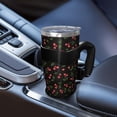 thumbnail image 5 of 40oz Tumbler,Black Christmas Cherry Pattern Insulated Tumblers with Removable Handle,Stainless Steel Double Vacuum Coffee Tumbler Cup with Straw for Home,Office,Travel,Party, 5 of 5