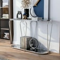thumbnail image 5 of Furniture of America Ollis 1-Shelf Glass Top and Metal Chrome Sofa Table, 5 of 7